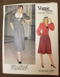 1177 VOGUE BELLVILLE SASSOON SHORT - LONG SLEEVE COLLAR TOP, SKIRT LENGTHS PATTERN 12, 10